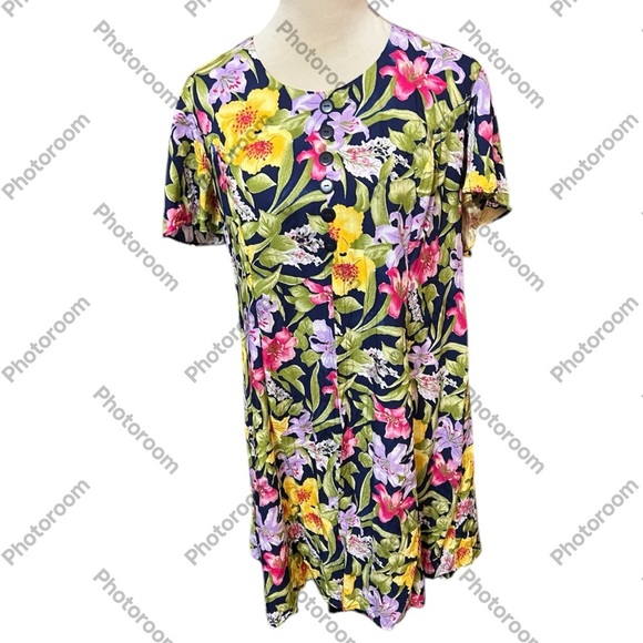 Jamie Brooke Culotte Floral Dress Round Neck Back Zip - Picture 1 of 4